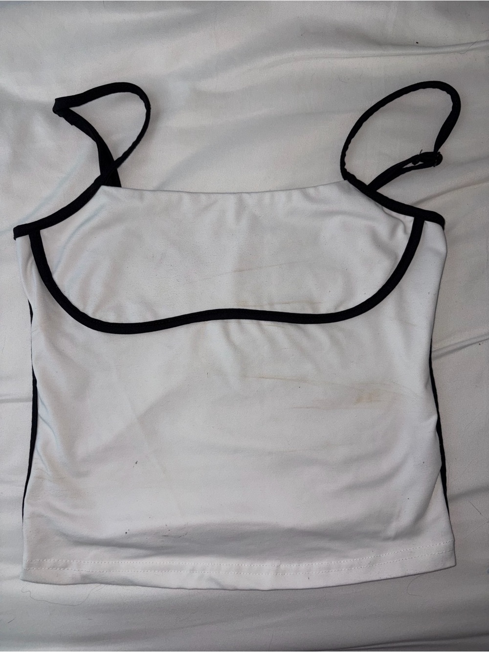 White Tank Top with Black Trim - Women's Simple Cami Worn once